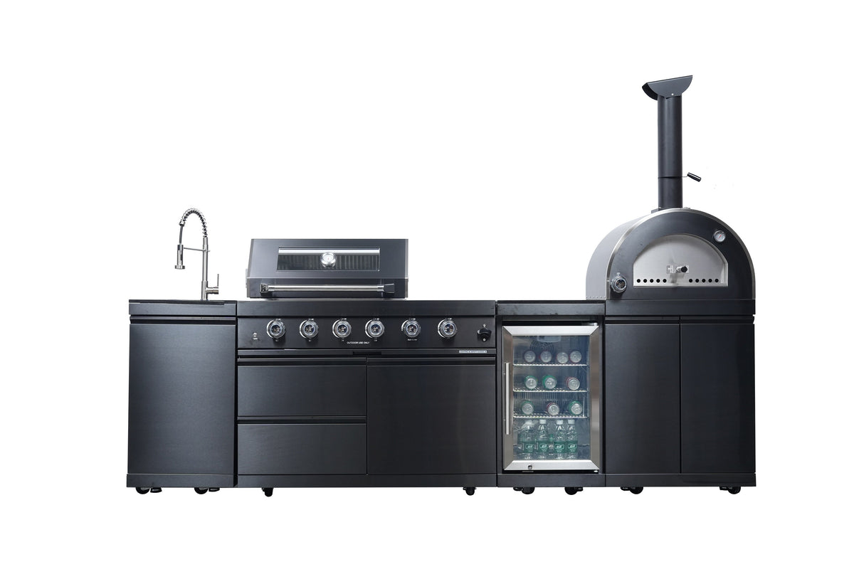 Navratil BBQ Black 112-Inch Double Stainless Steel Gas Outdoor Kitchen Grill