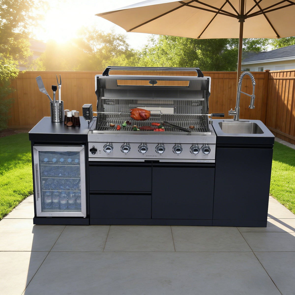 Navratil 82-Inch 6-Burner Deluxe Stainless Steel Gas Outdoor Kitchen Grill
