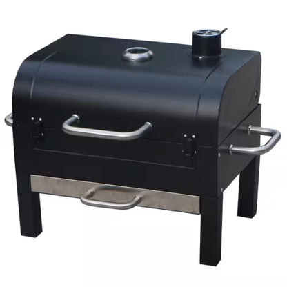 Portable Charcoal Grill 18-Inch Tabletop Grill in Black with Side Handles and Lid