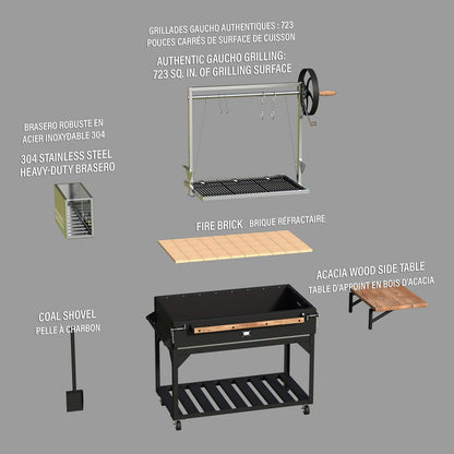 Backyard Discovery Heavy-Duty Argentine Santa Maria Wood Fire And Charcoal BBQ Grill With Brasero