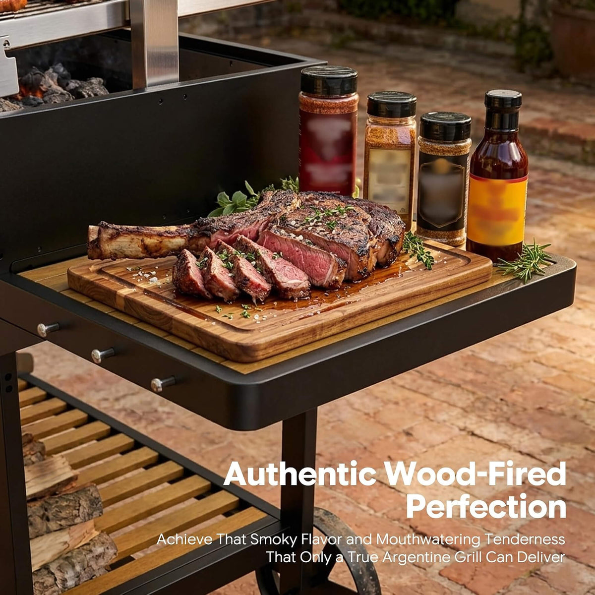 Brand-Man Heavy-Duty Argentine Santa Maria All-In-One BBQ Grill With Brasero