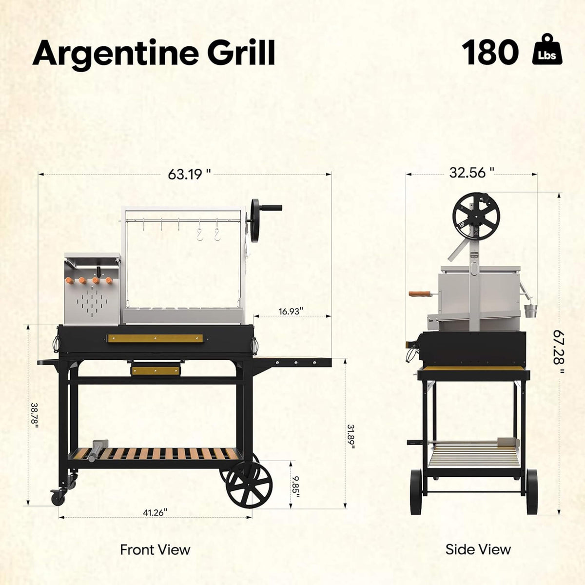 Brand-Man Heavy-Duty Argentine Santa Maria All-In-One BBQ Grill With Brasero