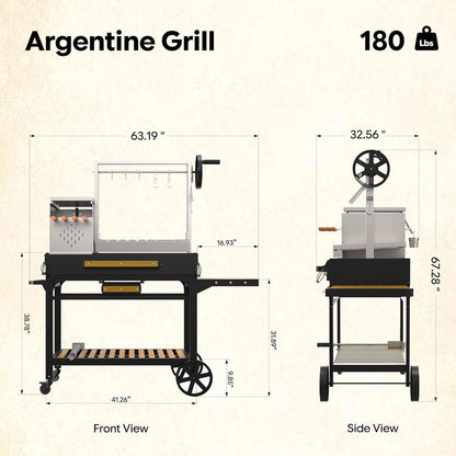 Brand-Man Heavy-Duty Argentine Santa Maria All-In-One BBQ Grill With Brasero