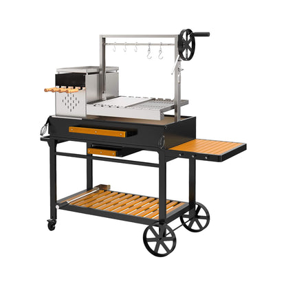 Brand-Man Heavy-Duty Argentine Santa Maria All-In-One BBQ Grill With Brasero