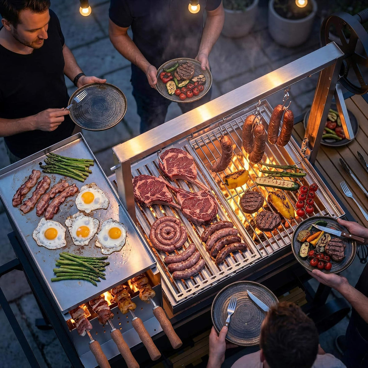 Brand-Man Heavy-Duty Argentine Santa Maria All-In-One BBQ Grill With Brasero