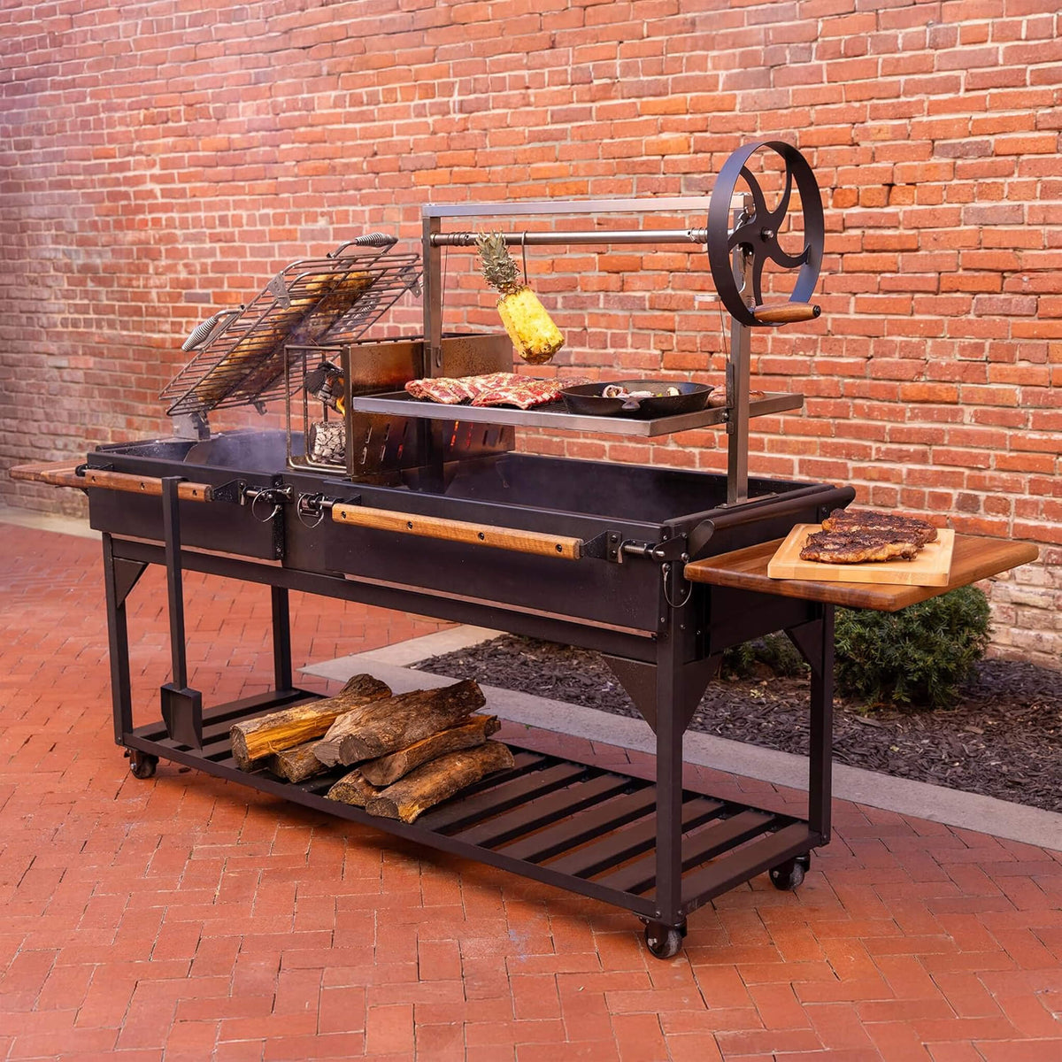 Backyard Discovery Extra-Large Argentine Santa Maria Wood Fire And Charcoal BBQ Grill With Brasero