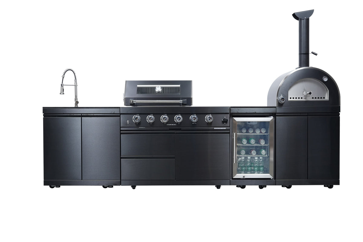 Navratil BBQ Black 125-Inch Double Stainless Steel Gas Outdoor Kitchen Barbecue Grill