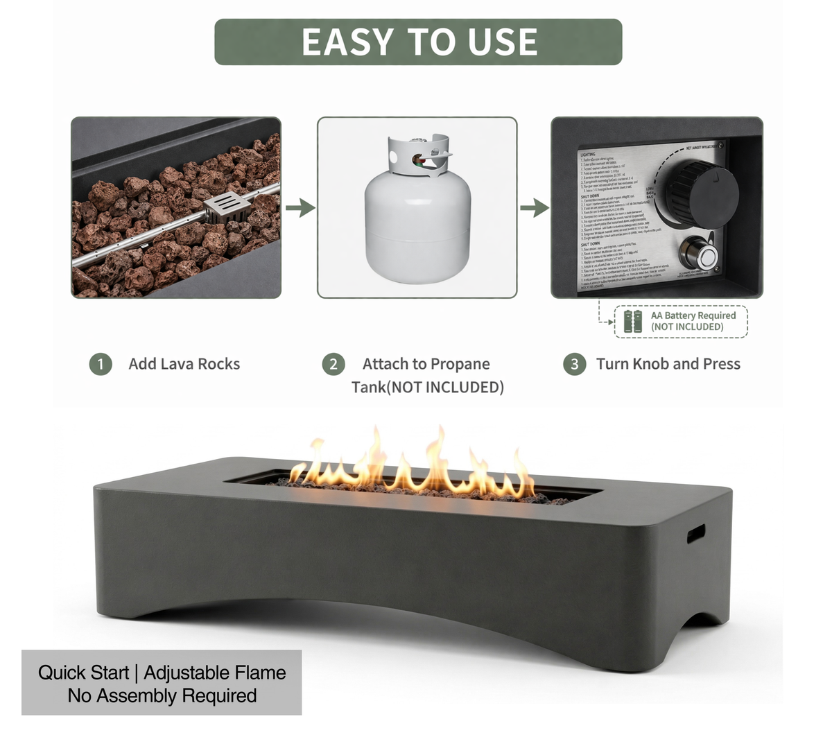 56" Propane Fire Pit Table