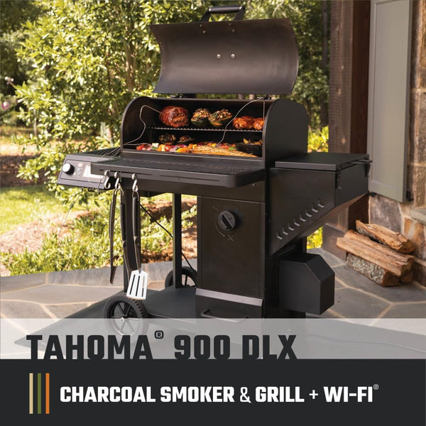 Oklahoma Joe’s Tahoma 900 Auto-Feed Charcoal Smoker and Grill W/Wi-Fi with 900 Sq. In. Cooking Area in Black