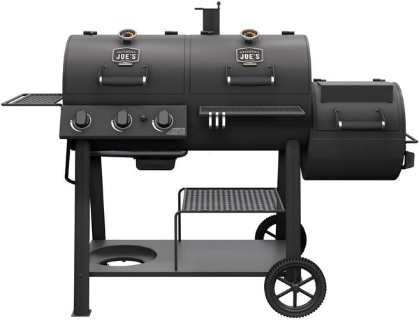 Canyon Combo Dual Fuel 3-Burner Propane Gas and Charcoal Smoker and Grill with 1031 Sq. In. Cooking Area in Black