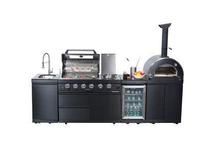 Navratil BBQ Black 112-Inch Double Stainless Steel Gas Outdoor Kitchen Grill