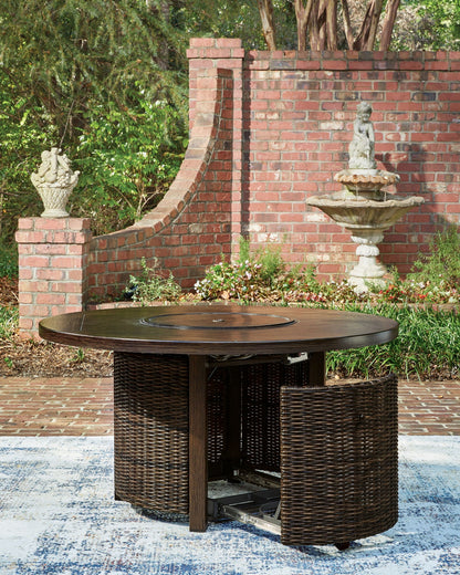 Signature Design by Ashley® - Monterey Point - Round Fire Pit Table - Dark Brown