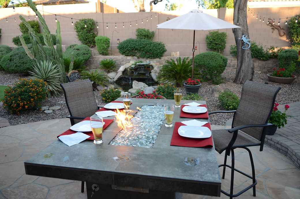 Entertainer Outdoor Fire Pit Table – 6 Ft with Fire Glass (LP/NG Compatible)