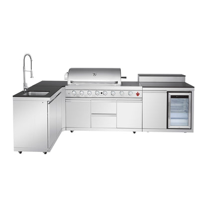 Cherylife Outdoor Kitchen Island with 6+1 Burner Propane Gas BBQ Grill