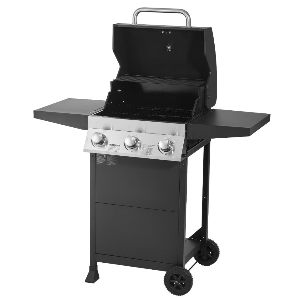 3‑Burner Propane Gas Grill 36000 BTU Stainless Steel BBQ Grill, 338 Sq.In Cooking Area with Warming Rack Freestanding Outdoor Grill for Patio Backyard Garden Cooking