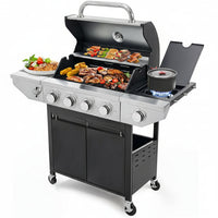 Propane Gas Grill Built for Backyard Cooking, 4 Burner, 48,500 BTU, Side Burner, Stainless Steel