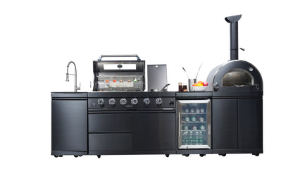Navratil BBQ Black 112-Inch Double Stainless Steel Gas Outdoor Kitchen Grill