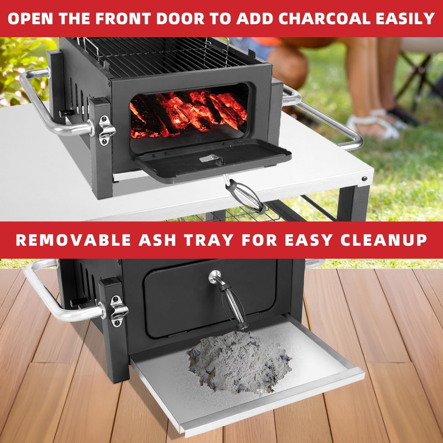Portable Charcoal Grill with 314 Square Inch Cooking Area,Compact Tabletop Charcoal Grill with Warming Rack,Small BBQ Grill with Charcoal Tray for Outdoor Camping, Picnic