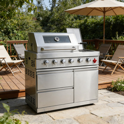 Fuente 75300 BTU 6 Burners Deluxe Stainless Steel Gas Outdoor Kitchen Barbecue Island Grill