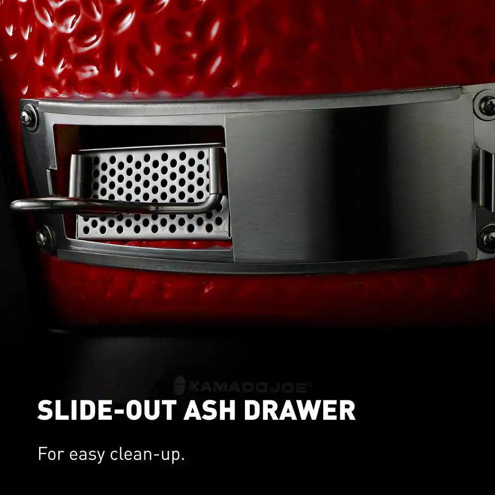 Classic Joe II 18 In. Charcoal Grill in Red with Cart, Side Shelves, Grate Gripper, and Ash Tool