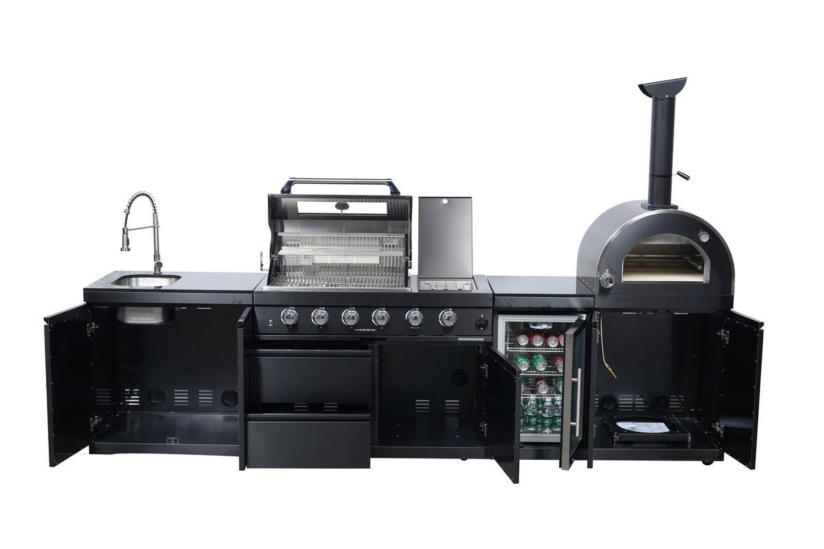 Navratil BBQ Black 125-Inch Double Stainless Steel Gas Outdoor Kitchen Barbecue Grill