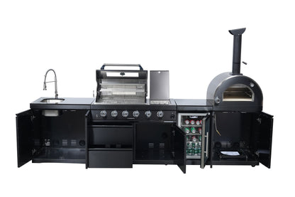 Navratil BBQ Black 125-Inch Double Stainless Steel Gas Outdoor Kitchen Barbecue Grill
