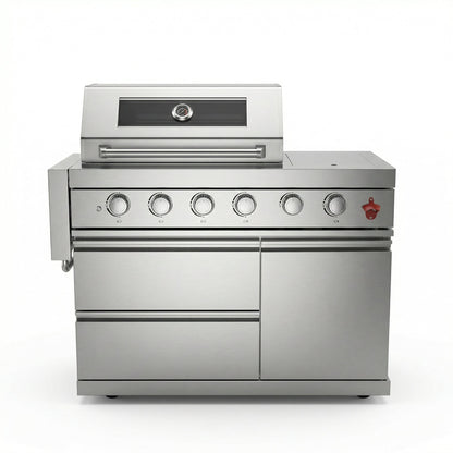 Fuente 75300 BTU 6 Burners Deluxe Stainless Steel Gas Outdoor Kitchen Barbecue Island Grill