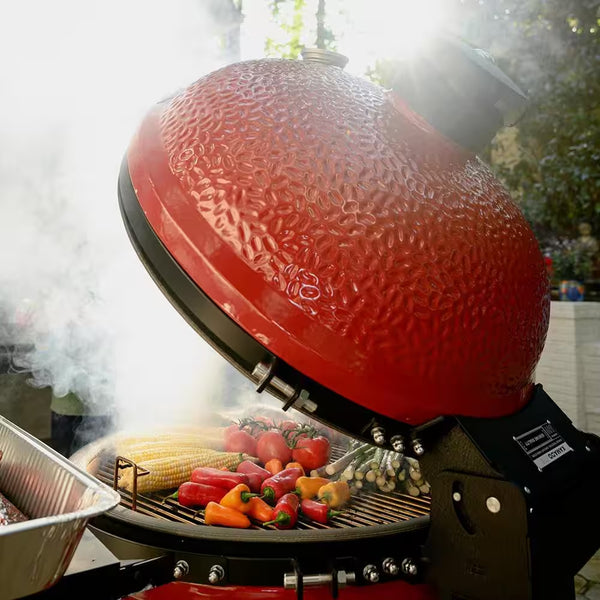 Kamado Joe Big Joe II 24 In. Charcoal Grill in Red with Cart, Side Shelves, Grate Gripper, and Ash Tool