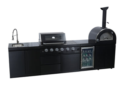 Navratil BBQ Black 125-Inch Double Stainless Steel Gas Outdoor Kitchen Barbecue Grill
