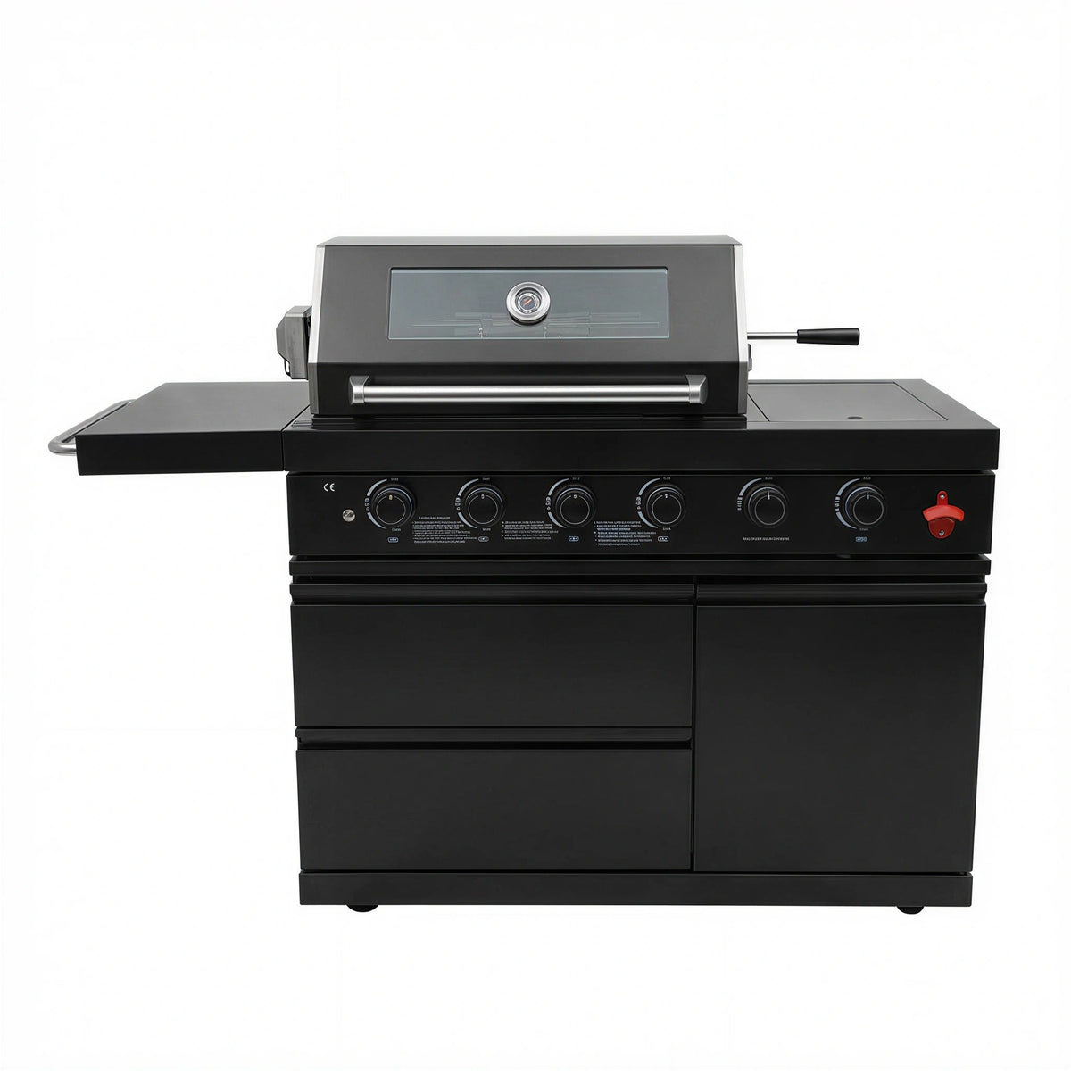 46-Inch 6-Burner Gas Outdoor Grill with LED Controls - Black