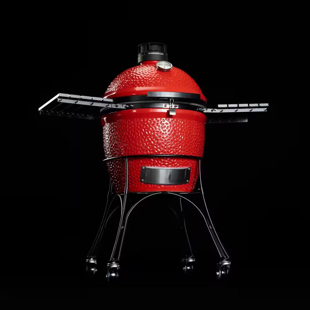 Classic Joe II 18 In. Charcoal Grill in Red with Cart, Side Shelves, Grate Gripper, and Ash Tool
