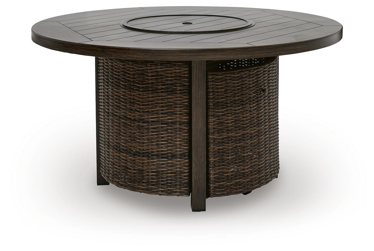 Signature Design by Ashley® - Monterey Point - Round Fire Pit Table - Dark Brown