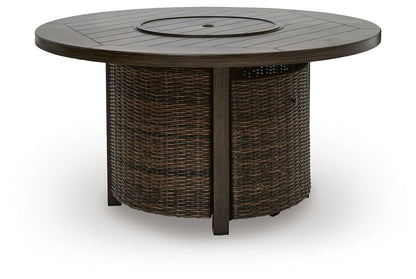 Signature Design by Ashley® - Monterey Point - Round Fire Pit Table - Dark Brown