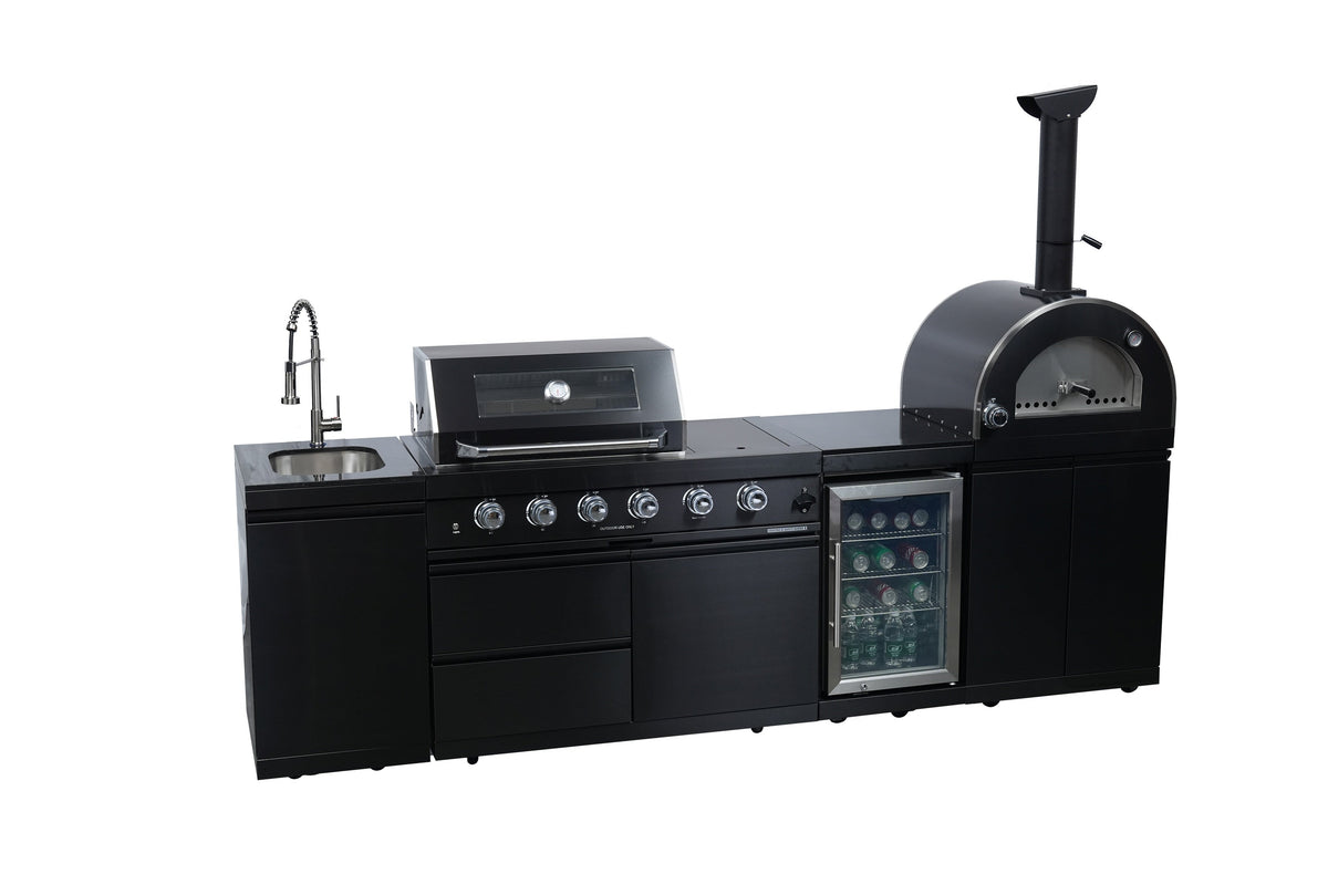 Navratil BBQ Black 112-Inch Double Stainless Steel Gas Outdoor Kitchen Grill