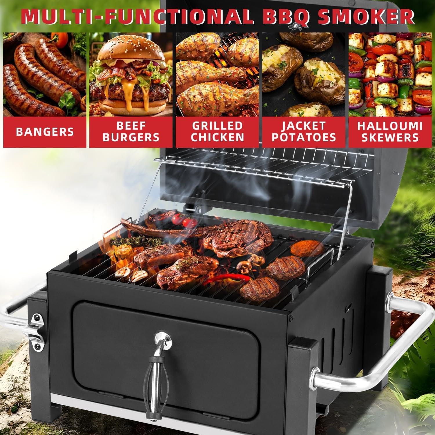 Portable Charcoal Grill with 314 Square Inch Cooking Area,Compact Tabletop Charcoal Grill with Warming Rack,Small BBQ Grill with Charcoal Tray for Outdoor Camping, Picnic