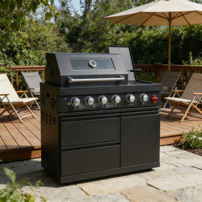46-Inch 6-Burner Gas Outdoor Grill with LED Controls - Black