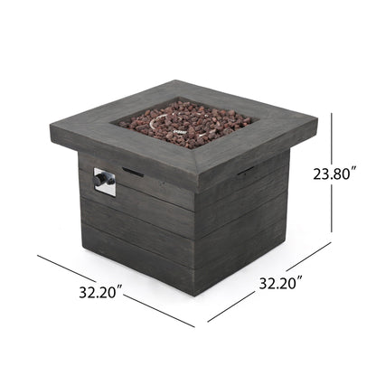 Anchorage Wood Square Fire Pit with 40,000 BTU - Gray