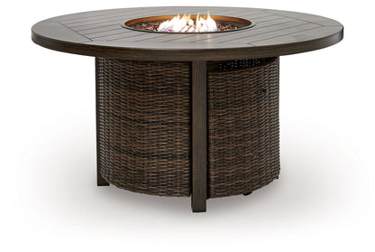 Signature Design by Ashley® - Monterey Point - Round Fire Pit Table - Dark Brown