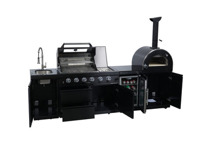 Navratil BBQ Black 112-Inch Double Stainless Steel Gas Outdoor Kitchen Grill