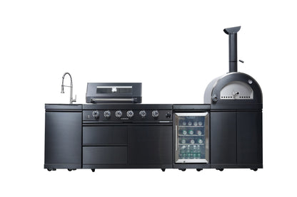 Navratil BBQ Black 112-Inch Double Stainless Steel Gas Outdoor Kitchen Grill