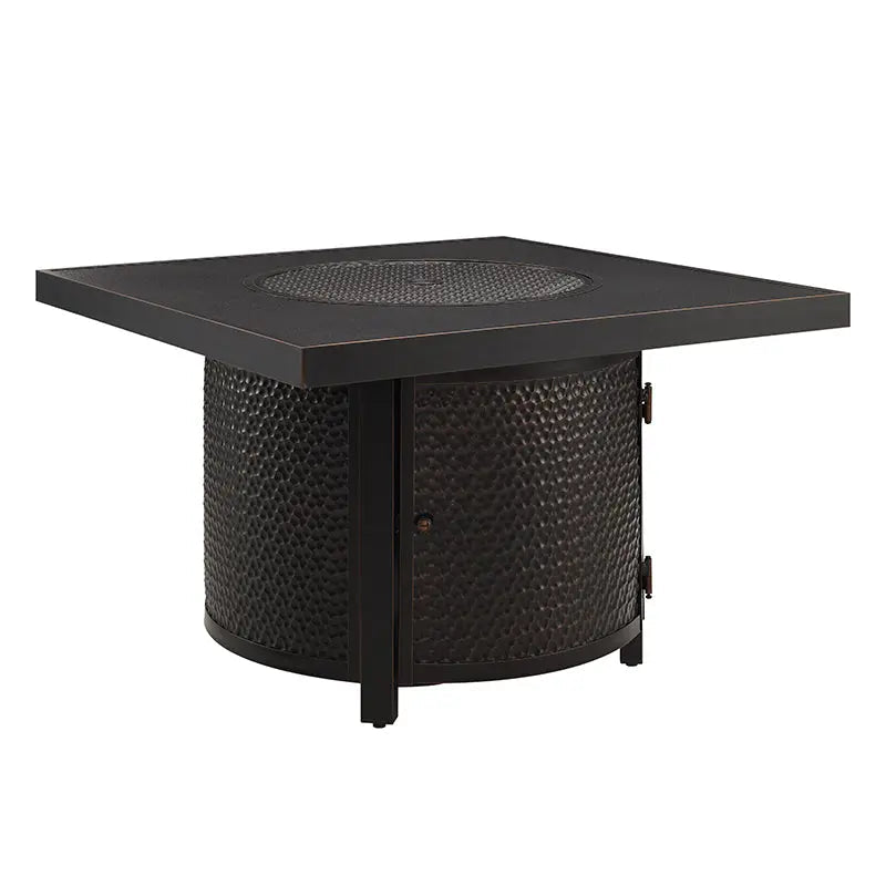 Clayton 40" Round Hammered Aluminum Convertible Gas Fire Pit Table