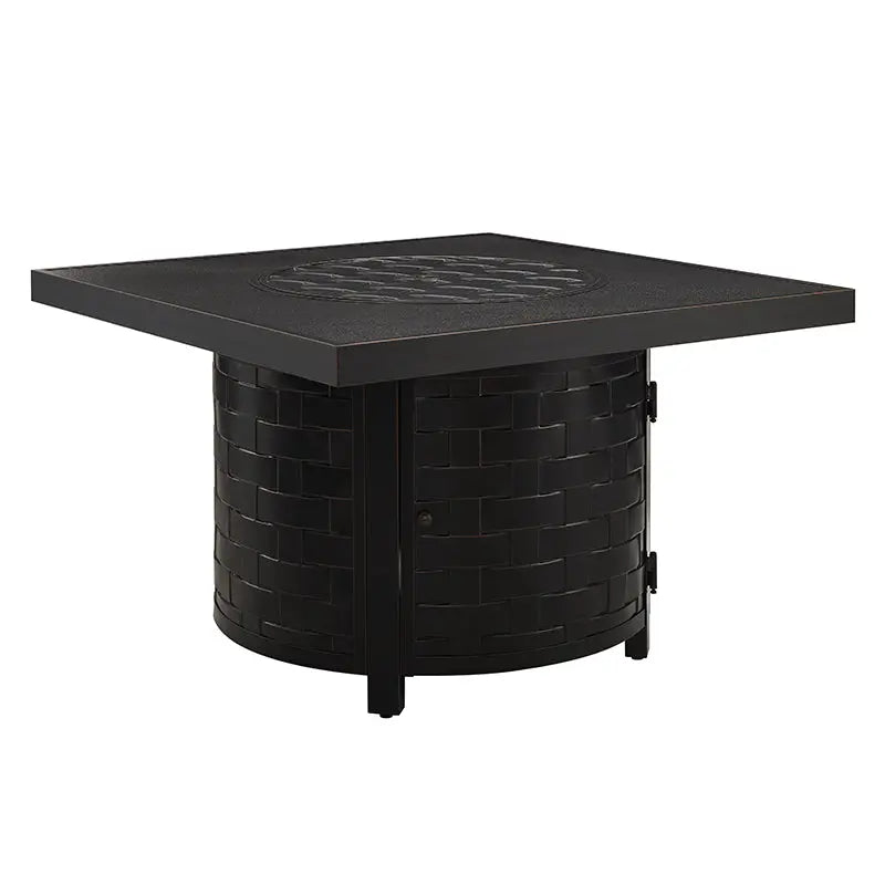 Henley 40" Round Aluminum Basketweave Convertible Gas Fire Pit Table