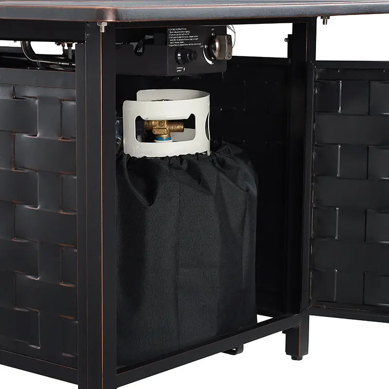 Preston 44" Rectangular Basketweave Aluminum Convertible Gas Fire Pit Table