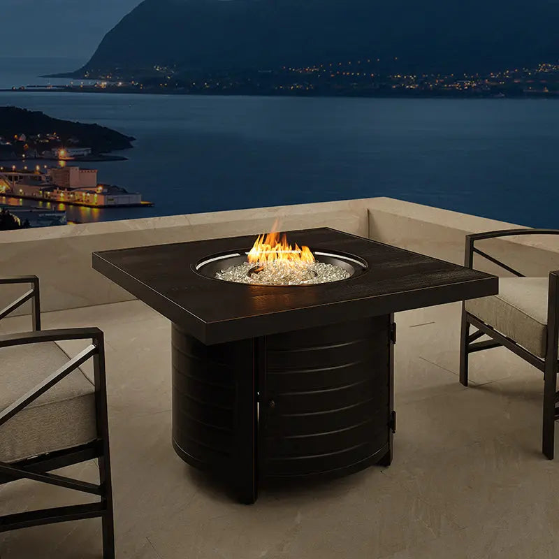 Yorke 40" Square Aluminum Convertible Gas Fire Pit Table