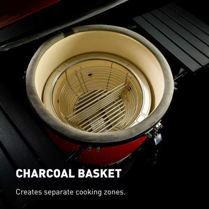 Classic Joe III 18 In. Charcoal Grill in Red with Cart, Side Shelves, and Ash Tool