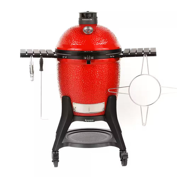 Classic Joe III 18 In. Charcoal Grill in Red with Cart, Side Shelves, and Ash Tool