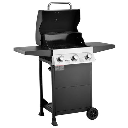 3‑Burner Propane Gas Grill 36000 BTU Stainless Steel BBQ Grill, 338 Sq.In Cooking Area with Warming Rack Freestanding Outdoor Grill for Patio Backyard Garden Cooking