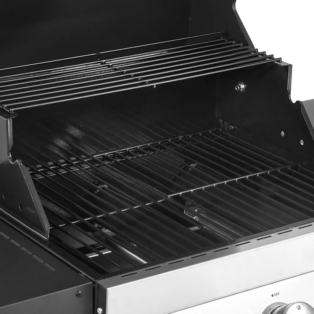 3‑Burner Propane Gas Grill 36000 BTU Stainless Steel BBQ Grill, 338 Sq.In Cooking Area with Warming Rack Freestanding Outdoor Grill for Patio Backyard Garden Cooking