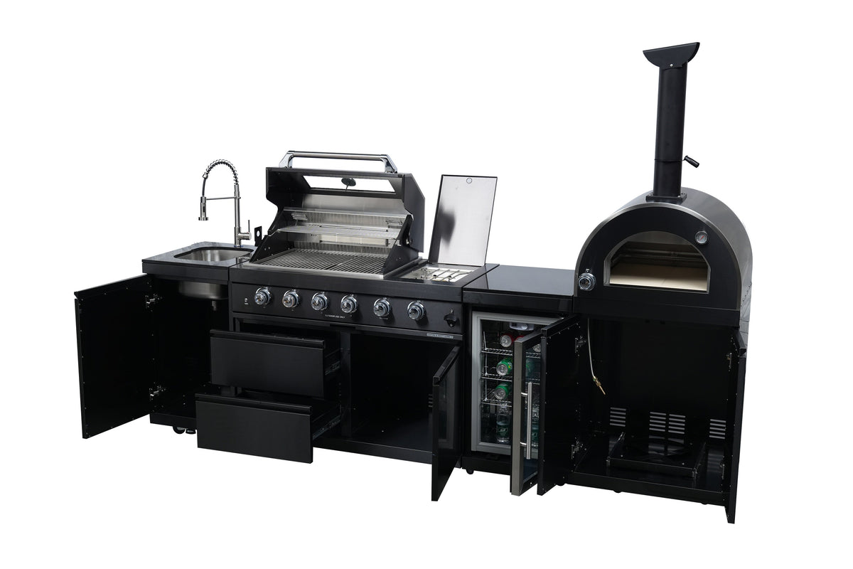 Navratil BBQ Black 112-Inch Double Stainless Steel Gas Outdoor Kitchen Grill