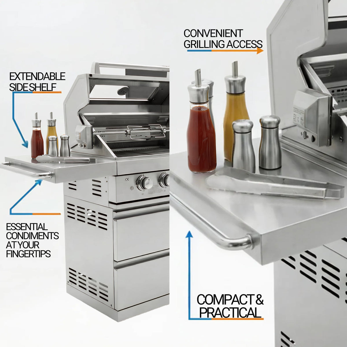Fuente 75300 BTU 6 Burners Deluxe Stainless Steel Gas Outdoor Kitchen Barbecue Island Grill